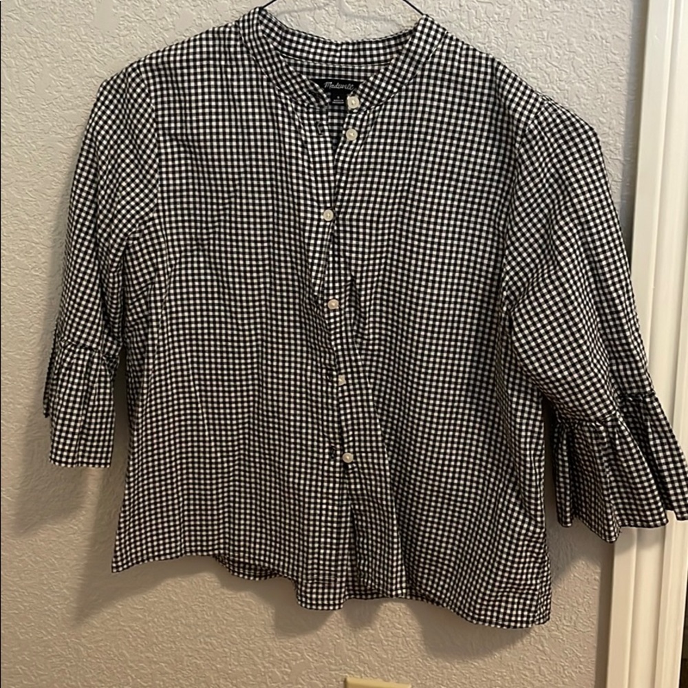 Madewell Plaid Collarless Shirt